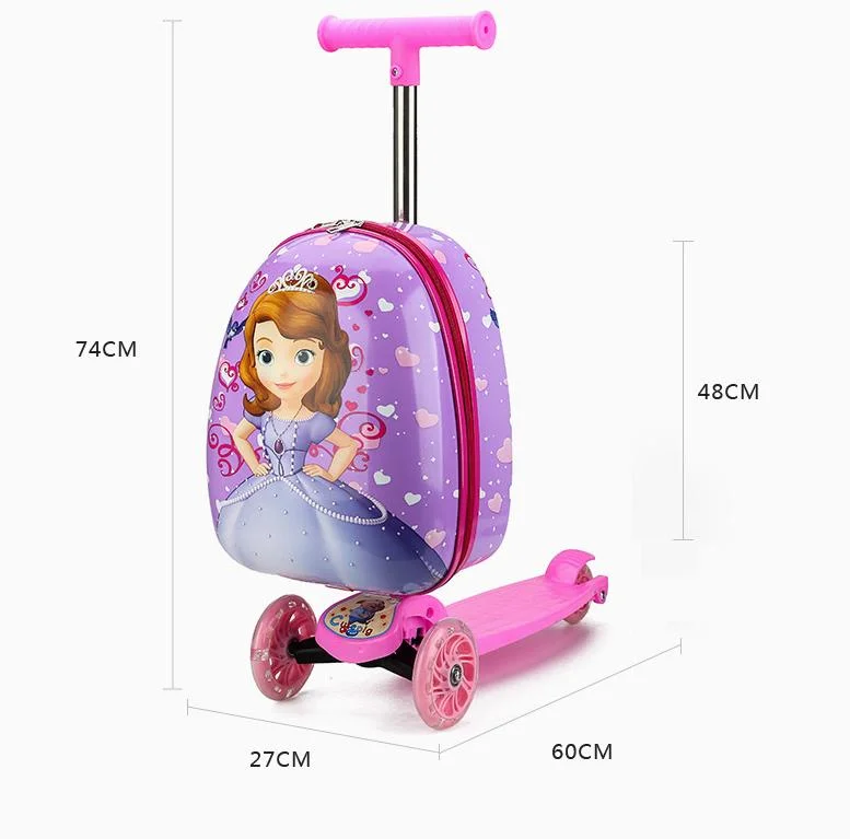 Wholesale Custom New Travel Case 16 Inch Ride on Multifunctional ABS Trolley Bags Kids Suitcase Children Scooter Trolley Luggage Suitcase