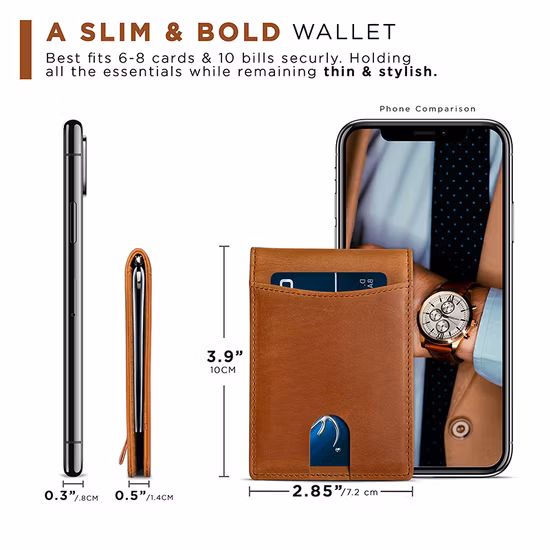 Whole Sale Stamp Logo Metal Logo Printing Genuine Leather Wallet for Men