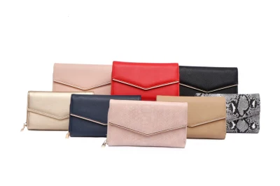 Cartera larga de cuero PU para mujer a la moda, cartera de mano para mujer