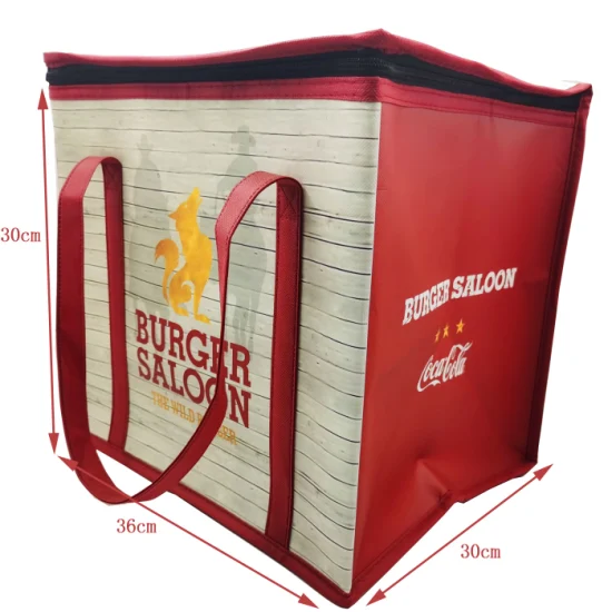 Promocional Kids 6 Can Ice Cool Bag Bolsa de enfriamiento de alimentos impresa personalizada Bolsa de asas de almuerzo de picnic pequeña no tejida Bolsas de compras de supermercado con aislamiento térmico grande