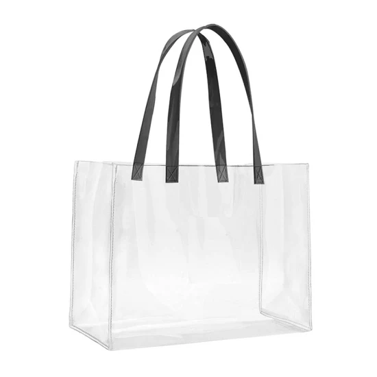 Bolso de mano de PVC de gelatina personalizado, bolso de mano grande de PVC a la moda transparente de PVC para mujer